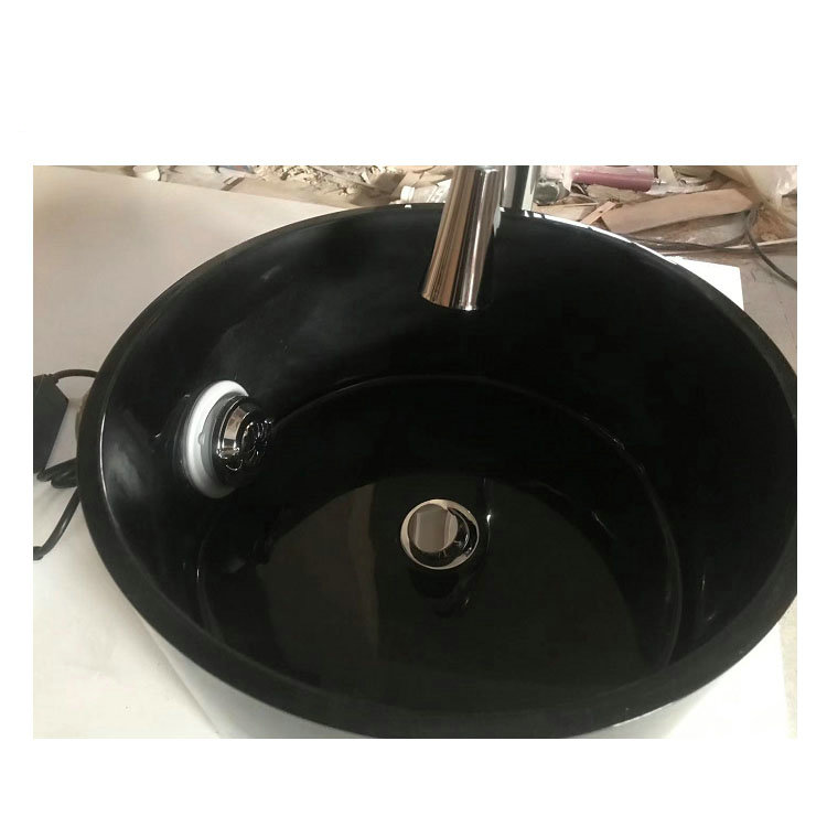 Black round ceramic spa pedicure bowl whirlpool pedicure sink with faucet