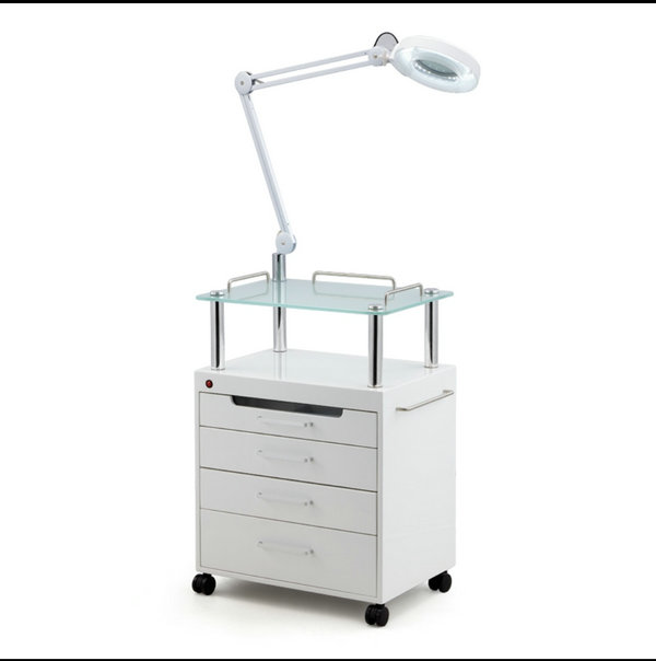 Beauty Salon Nail Pedicure Medical Tools Storage LED Cart Cabinet Drawers Facial Hairdressing Trolley Styling Station